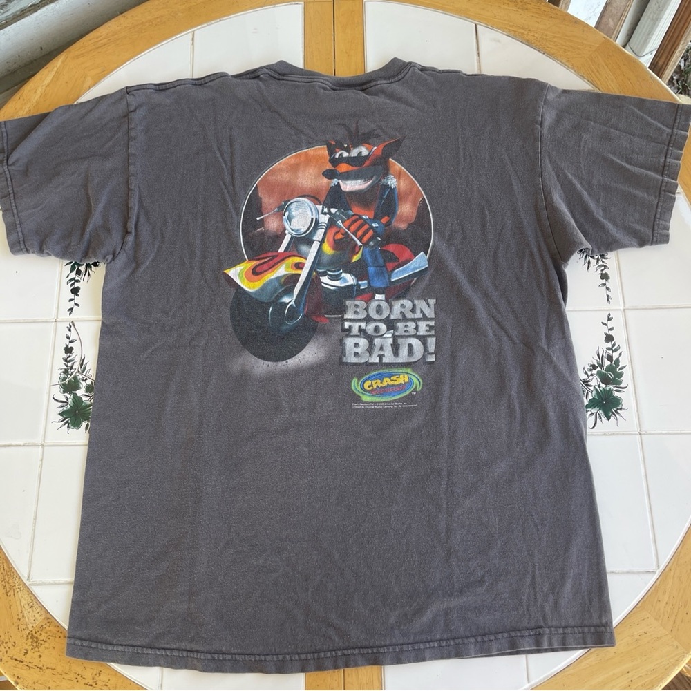 Vintage Crash Bandicoot T Shirt XL Video Game Promo GRAIL 🏆🔥 BORN TO BE BAD